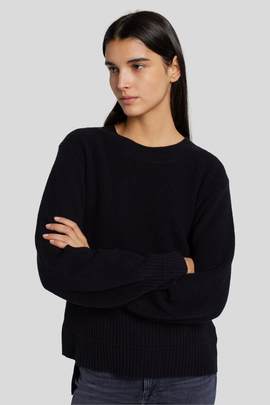 Cozy Crewneck Sweater Cashmere Blend Black_JSHL5490BK_BK_01