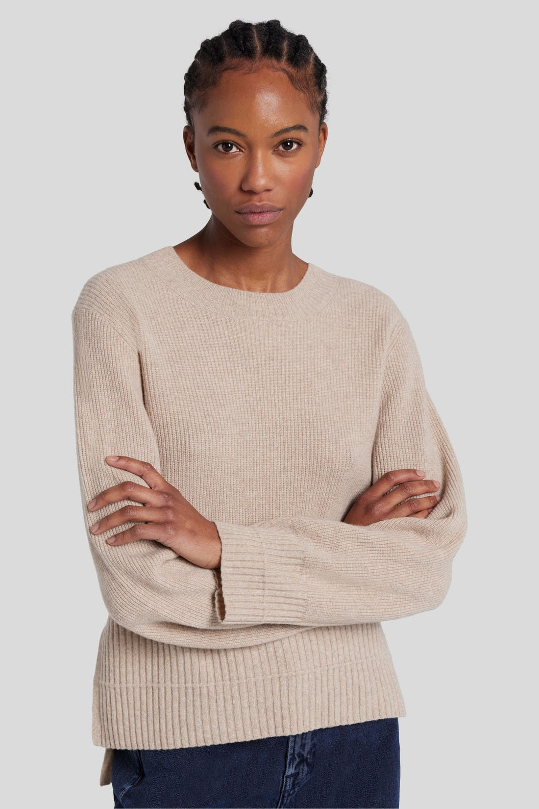 Cozy Crewneck Sweater Cashmere Blend Oatmeal_JSHL5490OA_OA_01