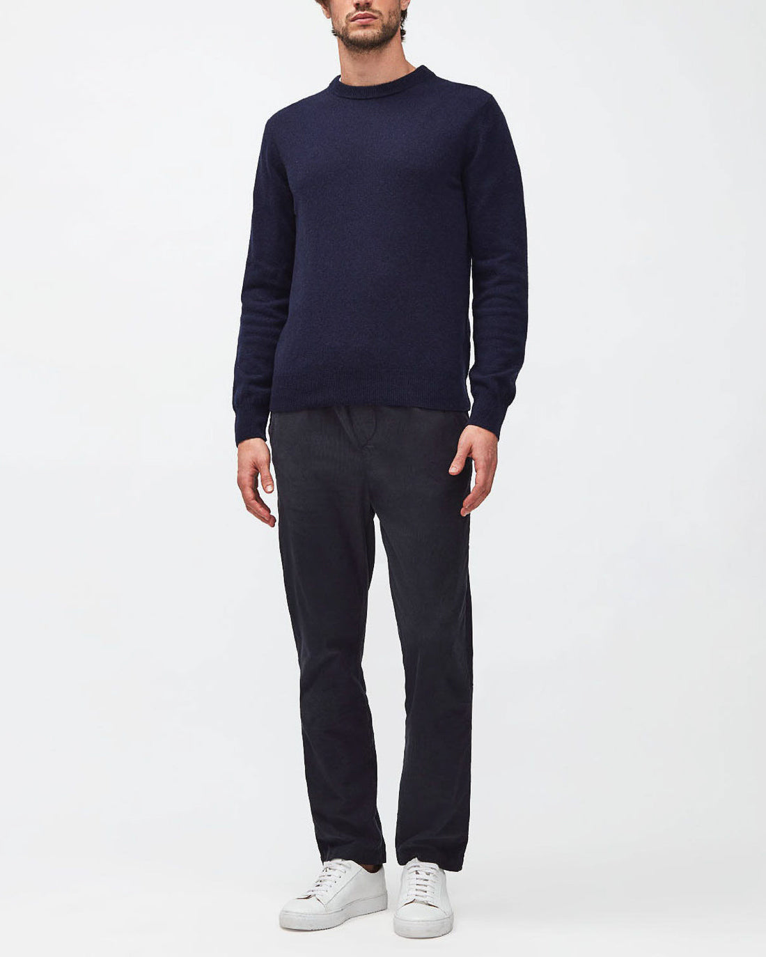 Dark Blue Crew Neck Knit Cashmere W/ Stitch Detail Navy 7 For All Mankind