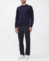 Dark Blue Crew Neck Knit Cashmere W/ Stitch Detail Navy 7 For All Mankind