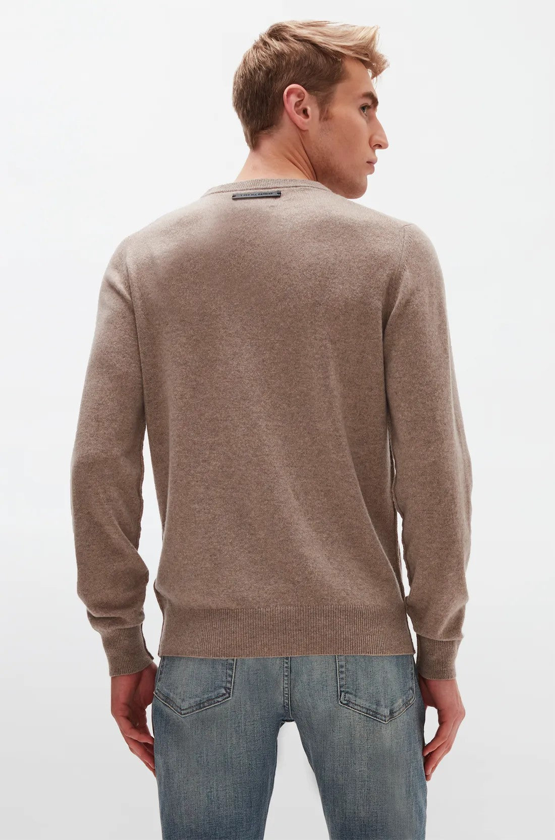 Crew Neck Knit Cashmere W/ Stitch Detail Taupe 7 For All Mankind