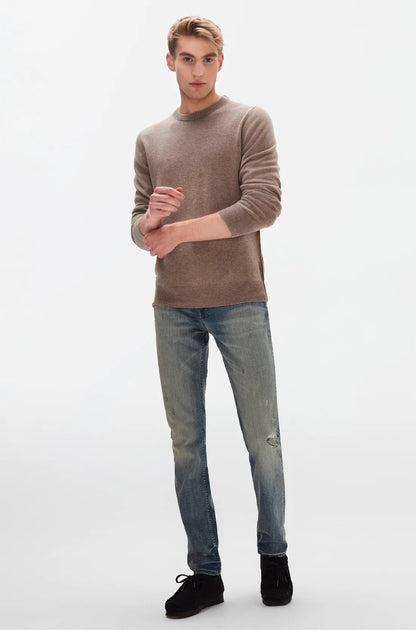 Crew Neck Knit Cashmere W/ Stitch Detail Taupe 7 For All Mankind