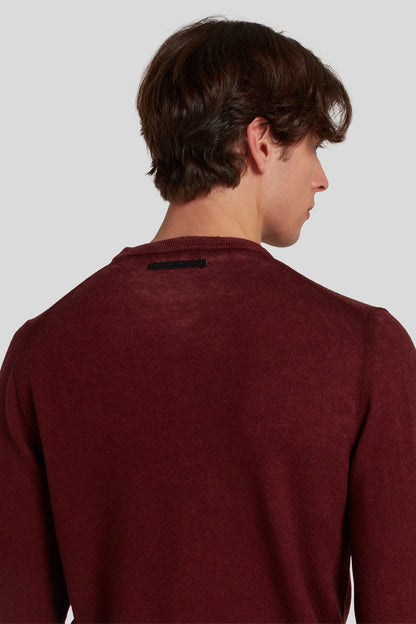 Crew Neck Knit Merino Fast Dye Mulberry_JSHM2160MU_MU_03