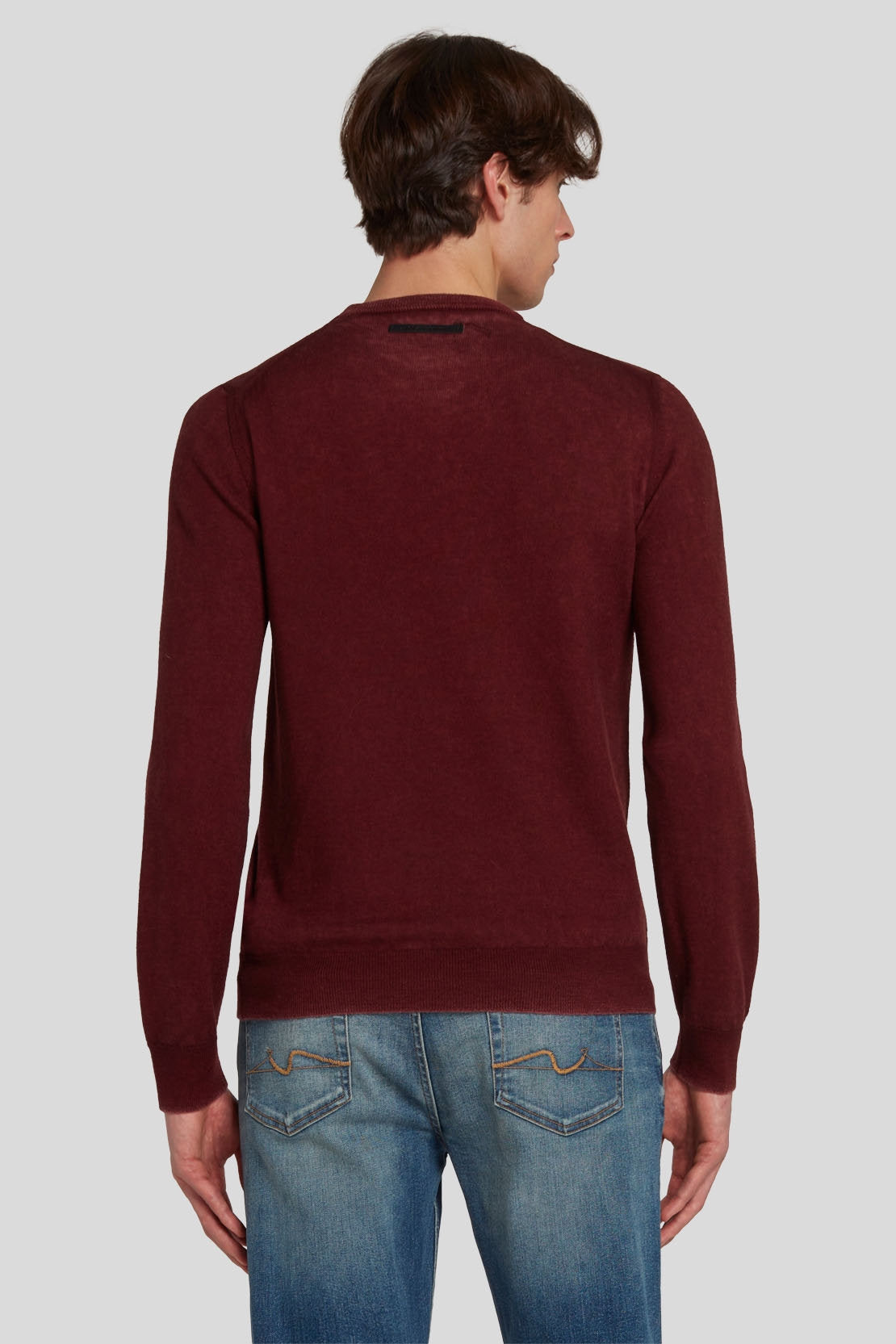 Crew Neck Knit Merino Fast Dye Mulberry_JSHM2160MU_MU_04