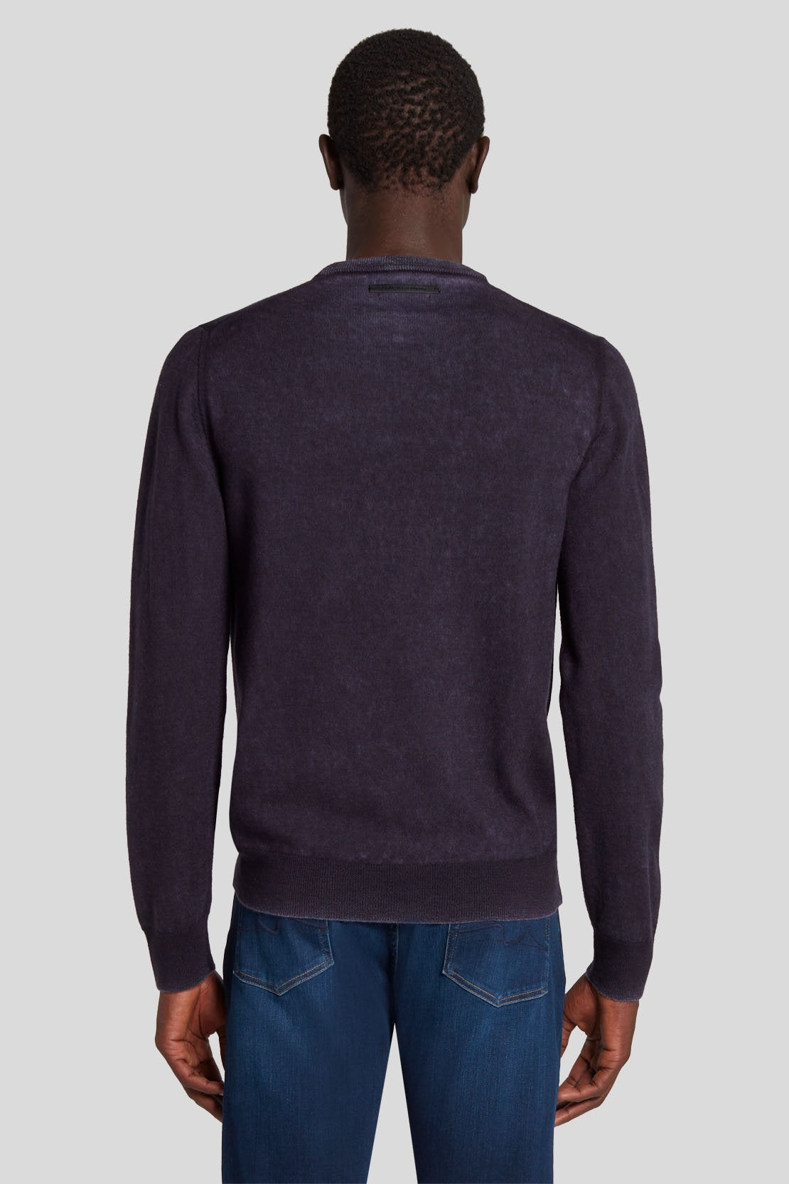 Crew Neck Knit Merino Fast Dye Naval Blue_JSHM2160NB_NB_02