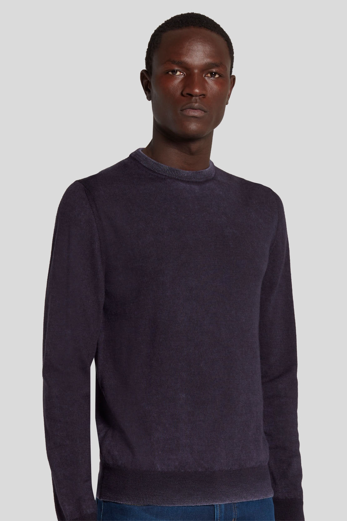 Crew Neck Knit Merino Fast Dye Naval Blue_JSHM2160NB_NB_03