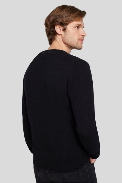 Crew Neck Knit Cashmere Wool W/7 Intarsia Black_JSHM2340BK_BK_05