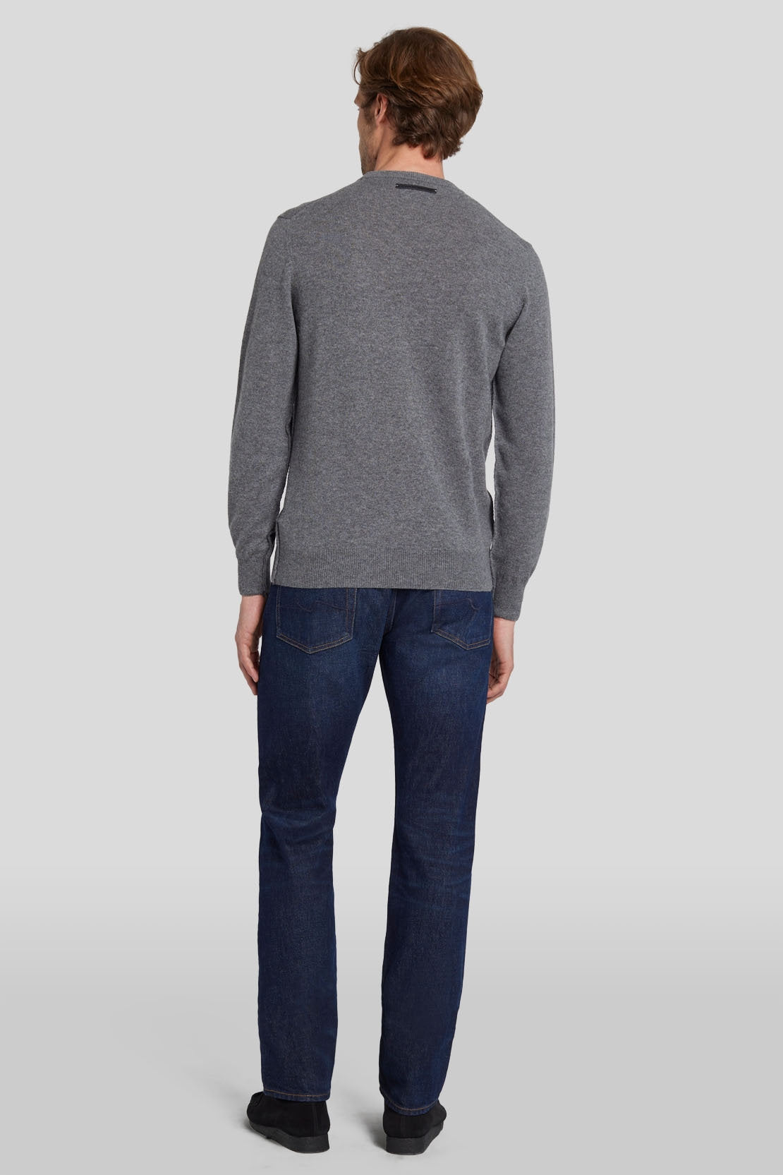Crew Neck Knit Cashmere W/ Stitch Detail Heather Grey_JSHM2360GR_GR_04