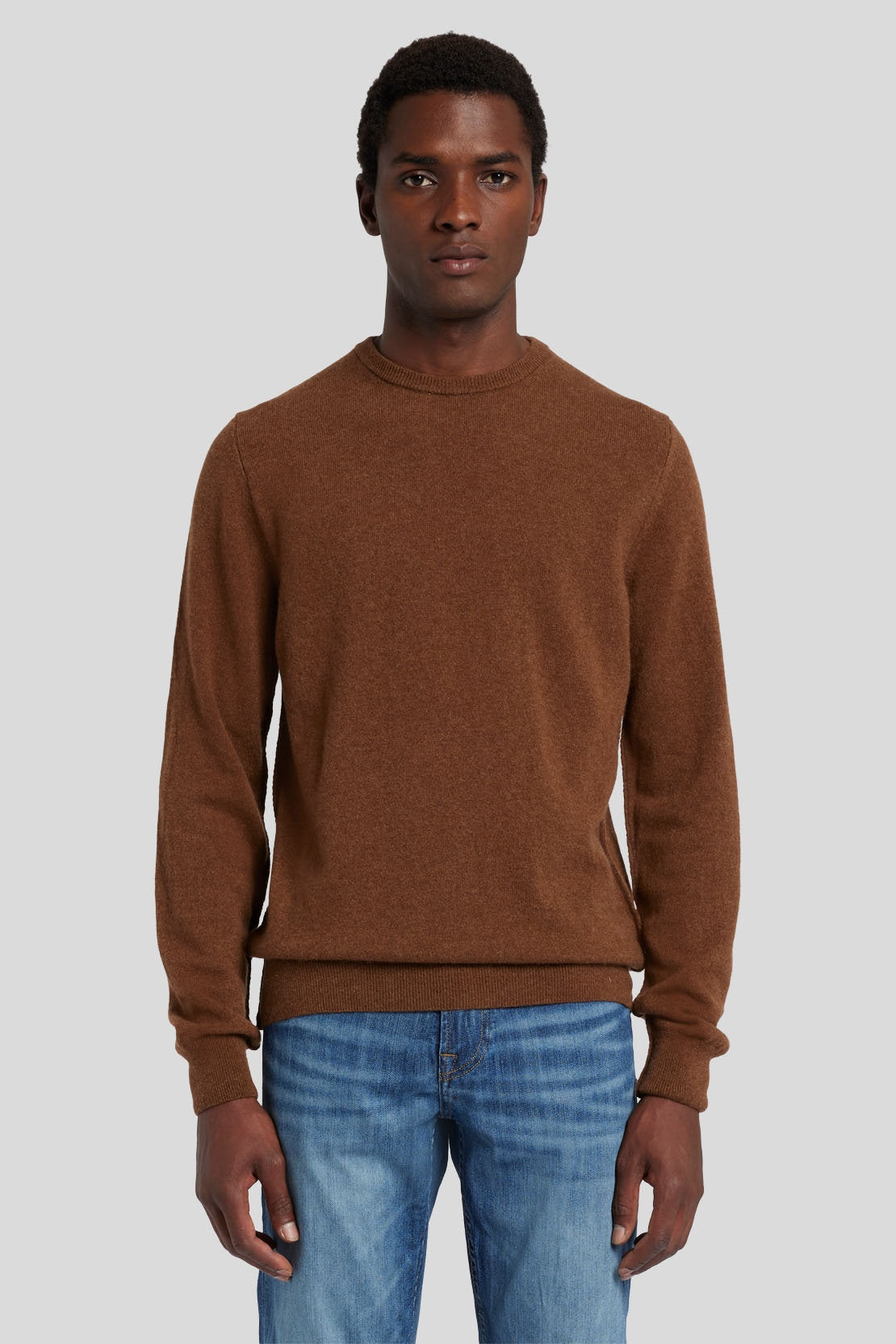 Crew Neck Knit Cashmere W/ Stitch Detail Dapper Tan_JSHM2360TA_TA_01