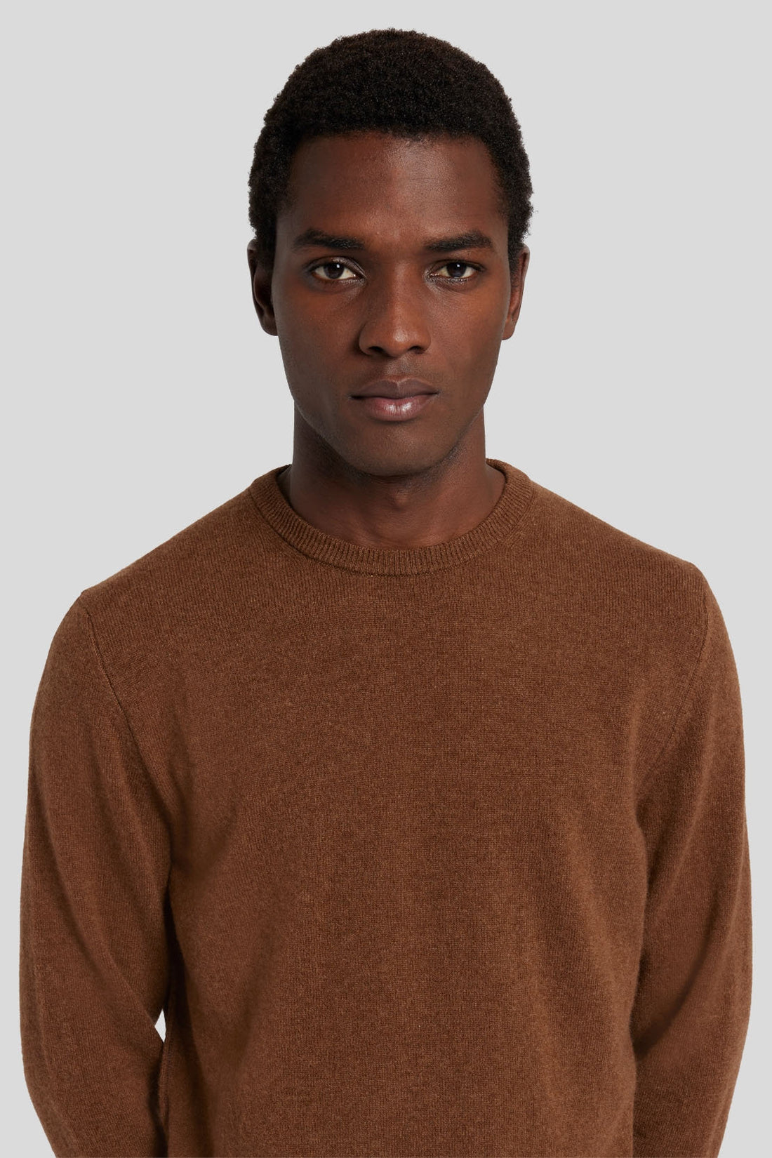 Crew Neck Knit Cashmere W/ Stitch Detail Dapper Tan_JSHM2360TA_TA_02