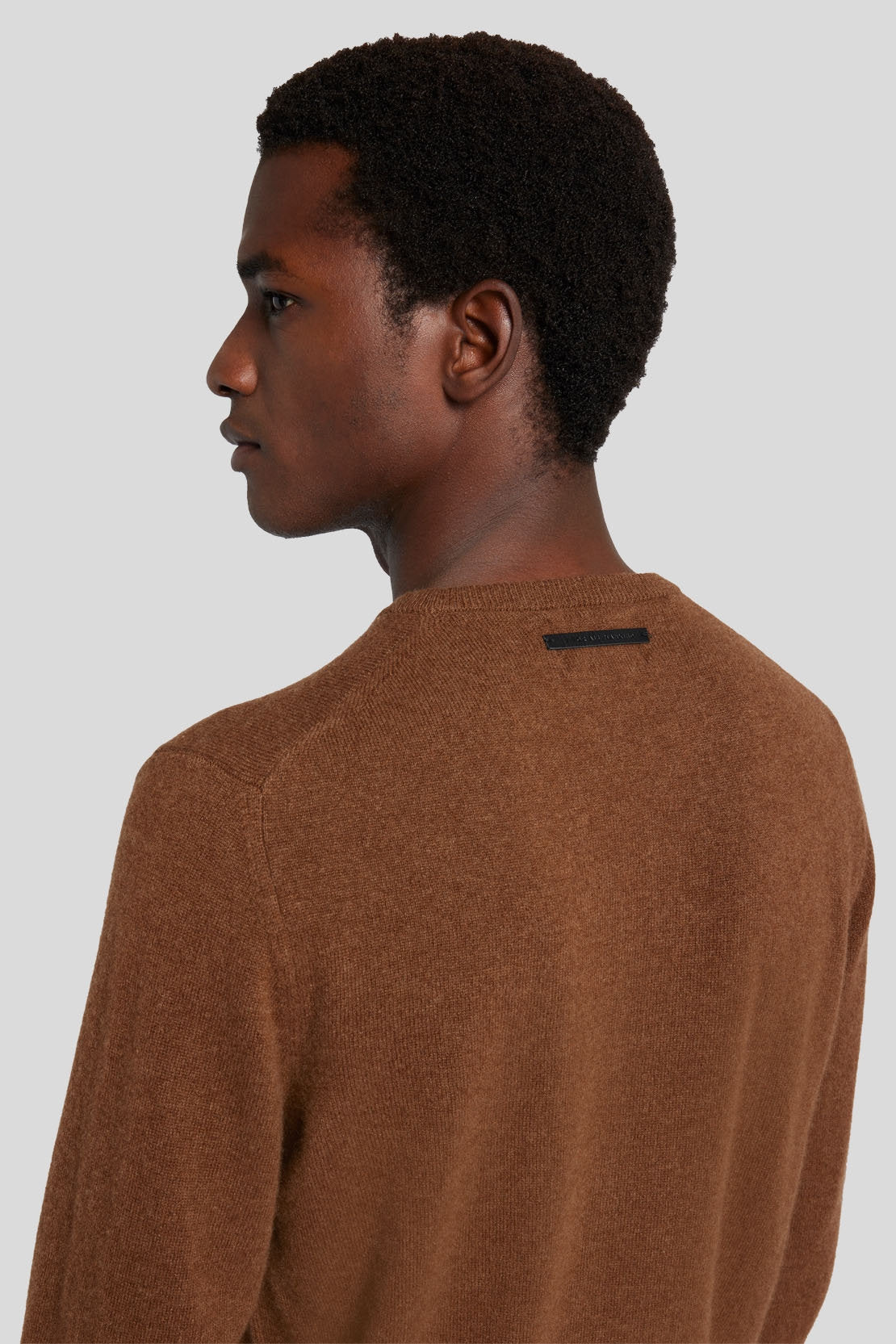 Crew Neck Knit Cashmere W/ Stitch Detail Dapper Tan_JSHM2360TA_TA_03