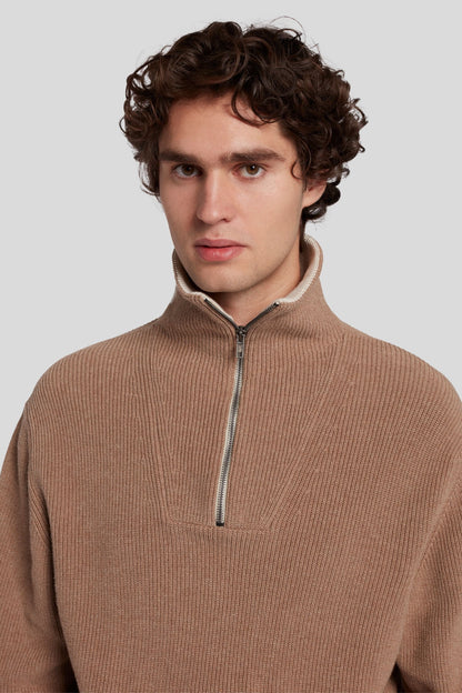 Half Zip Mock Neck Cotton Sand_JSHM2400SA_SA_06