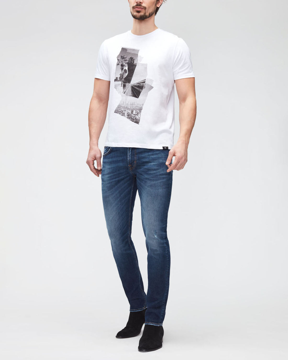 White Graphic Tee Photo Patch White 7 For All Mankind