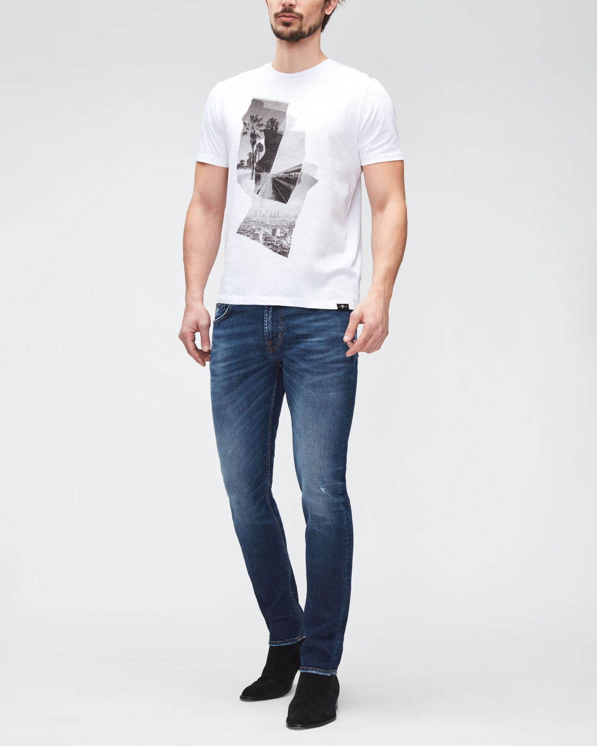 White Graphic Tee Photo Patch White 7 For All Mankind