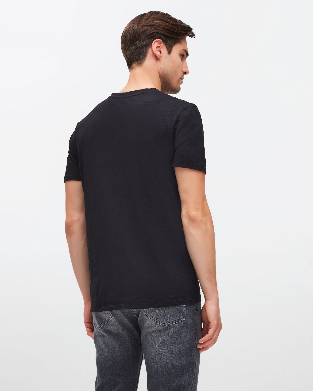 Black V-Neck T-Shirt Slub Black 7 For All Mankind