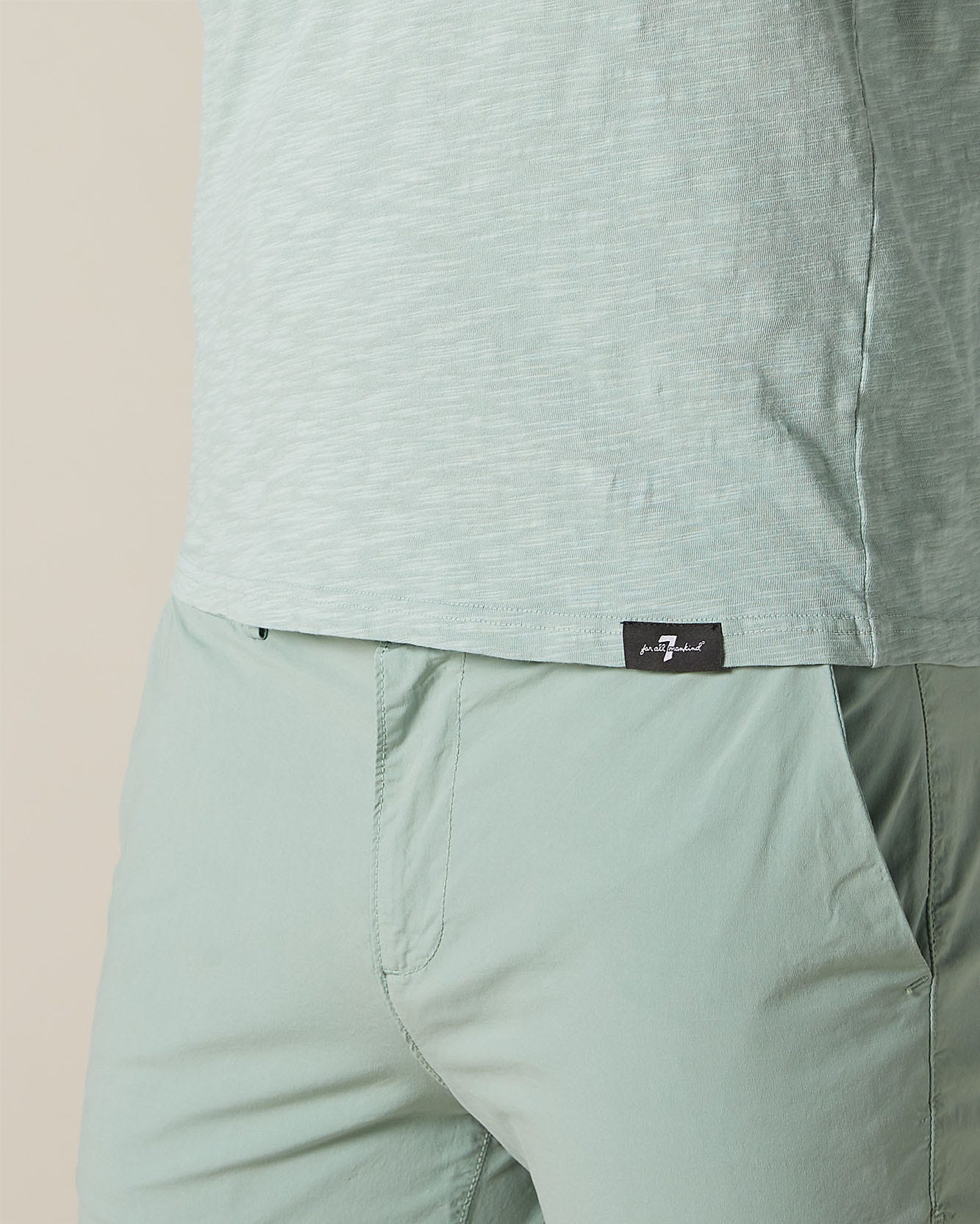 Light Green T-Shirt Slub Water Blue 7 For All Mankind