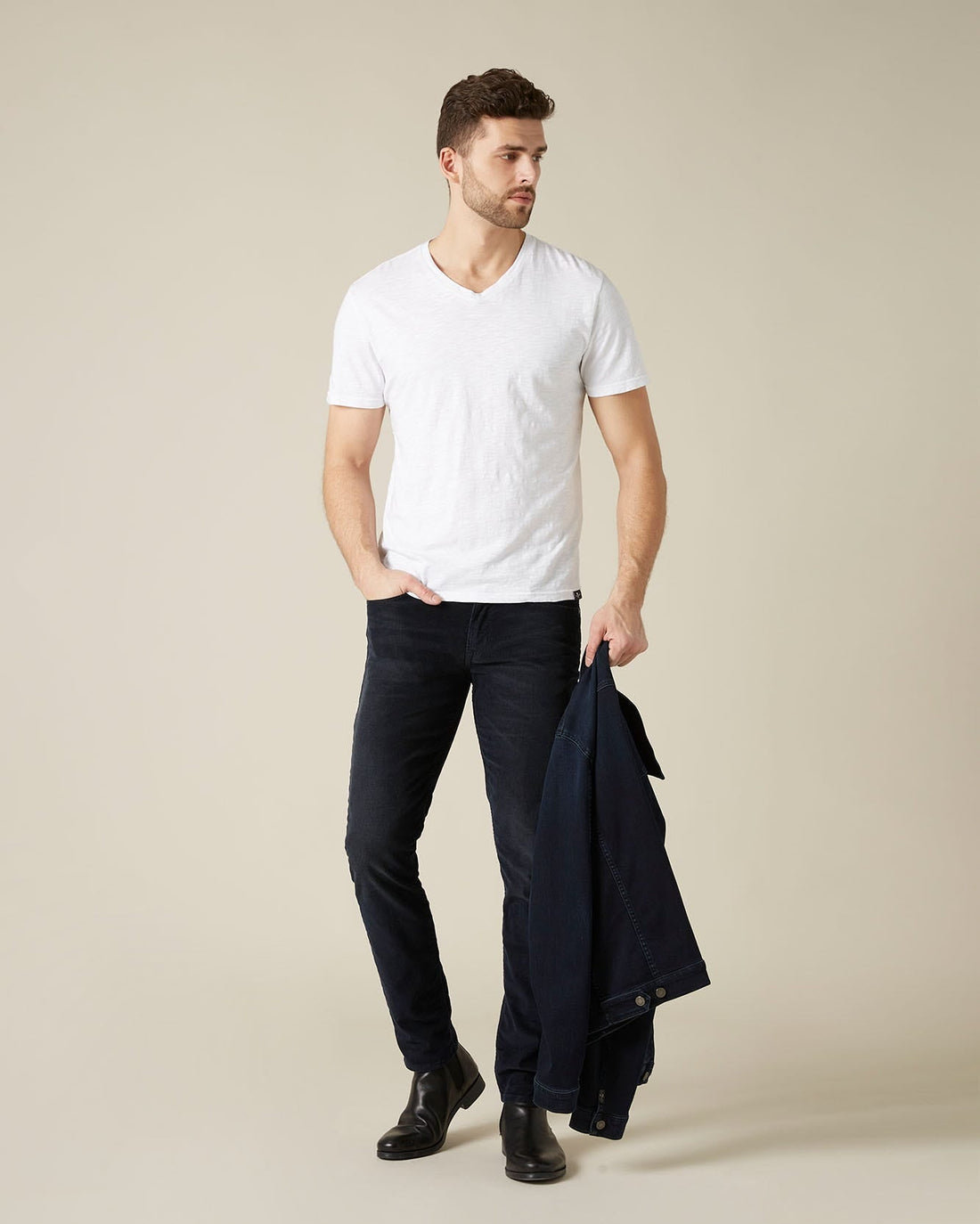 White V-NECK T-SHIRT Slub White 7 For All Mankind