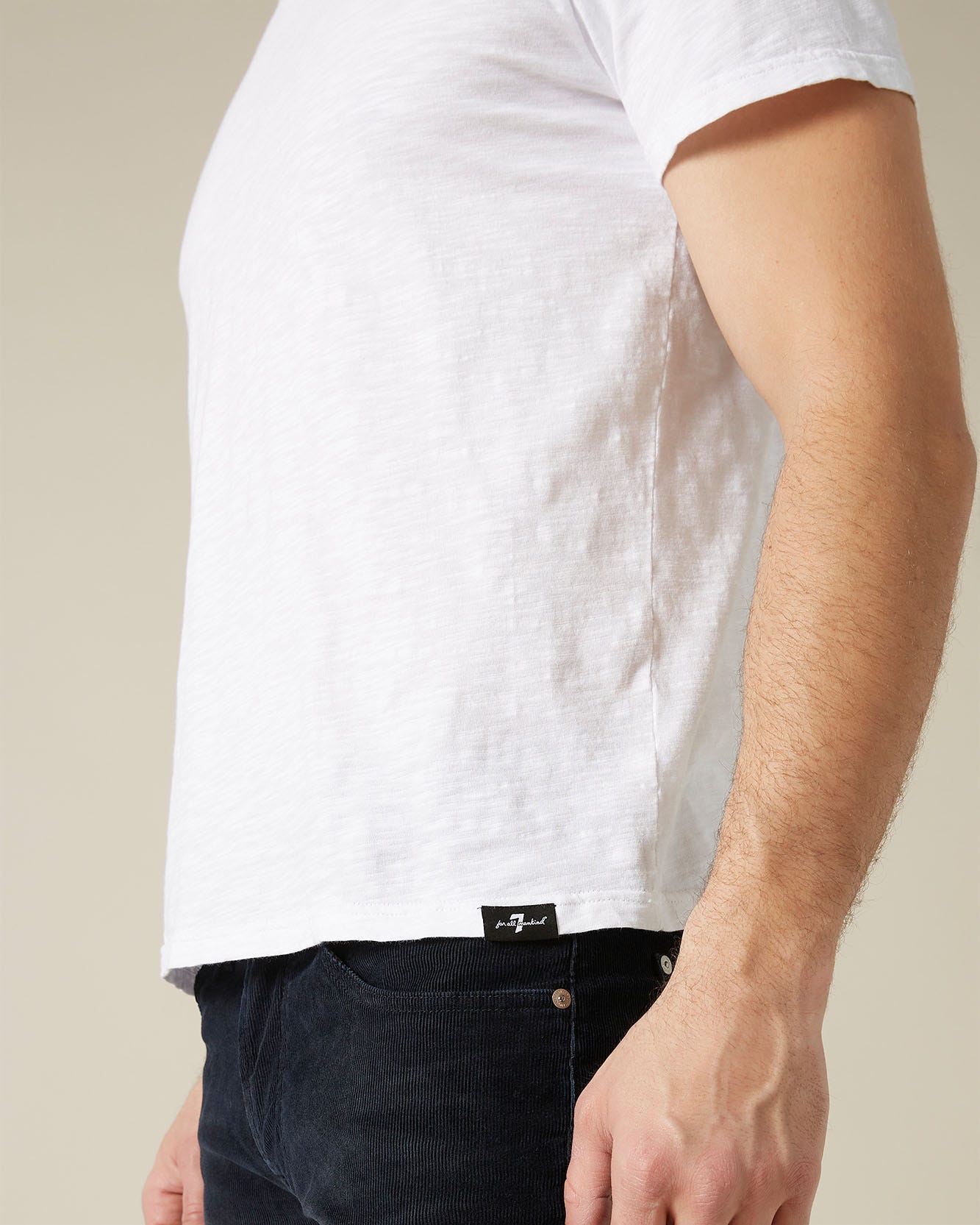 White V-NECK T-SHIRT Slub White 7 For All Mankind