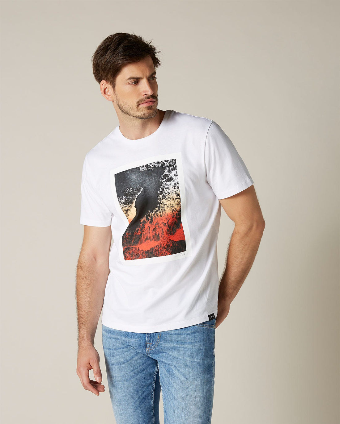 White Graphic Tee Light Jersey 7 Wave White 7 For All Mankind