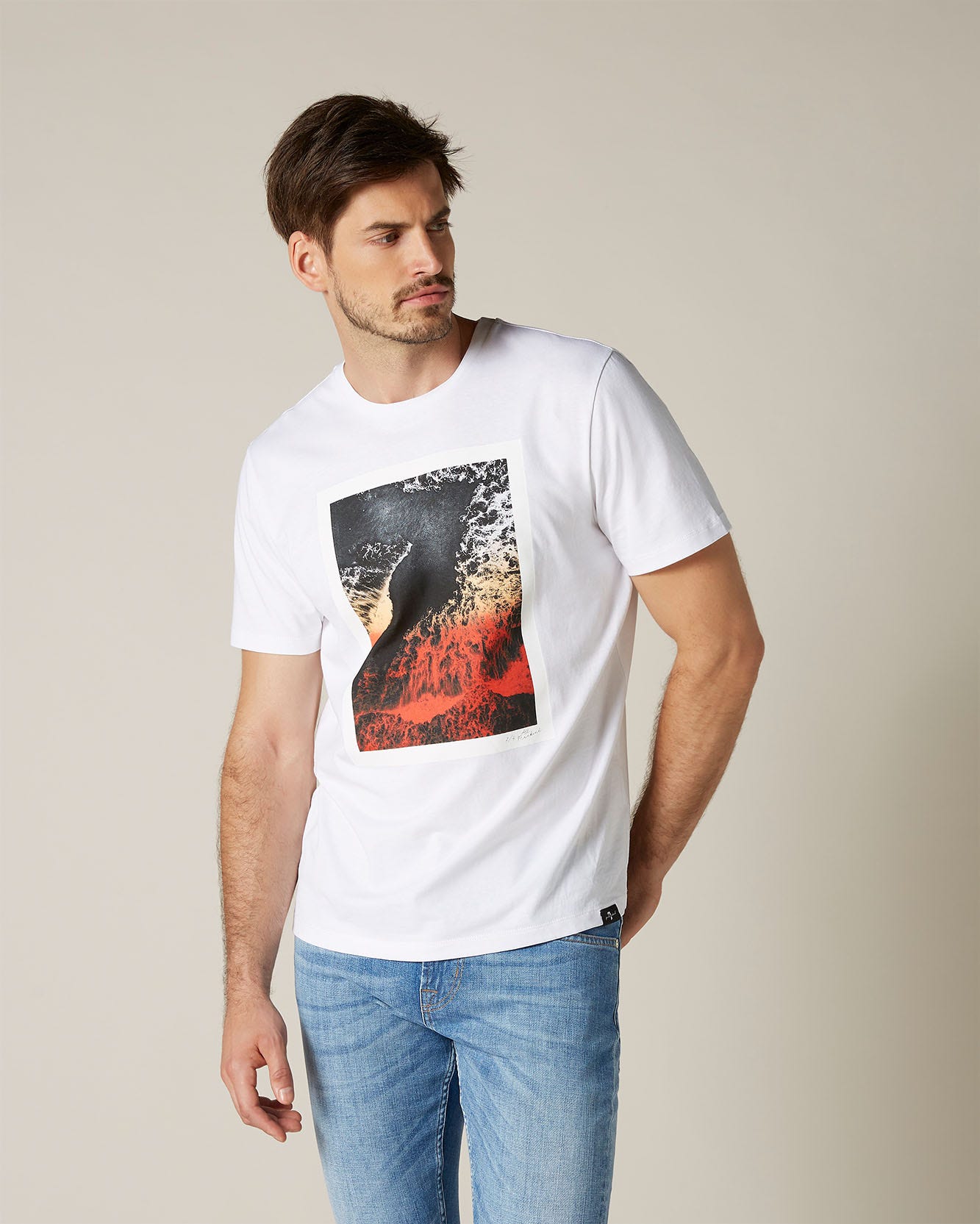 White Graphic Tee Light Jersey 7 Wave White 7 For All Mankind