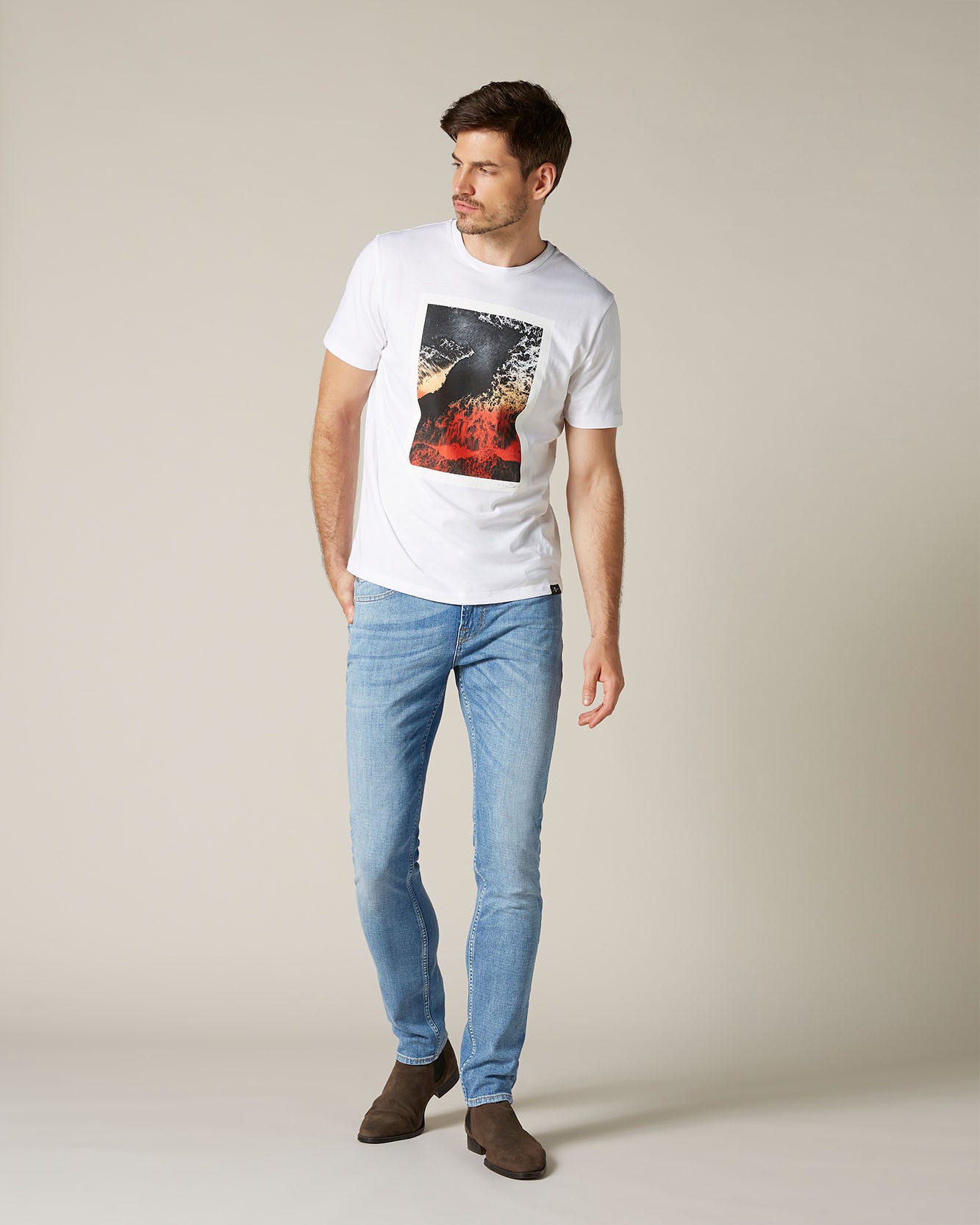 White Graphic Tee Light Jersey 7 Wave White 7 For All Mankind