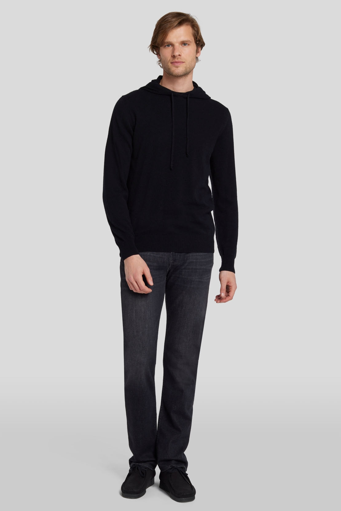 Hoodie Cashmere W/ Stitch Detail Black_JSJM2360BK_BK_02