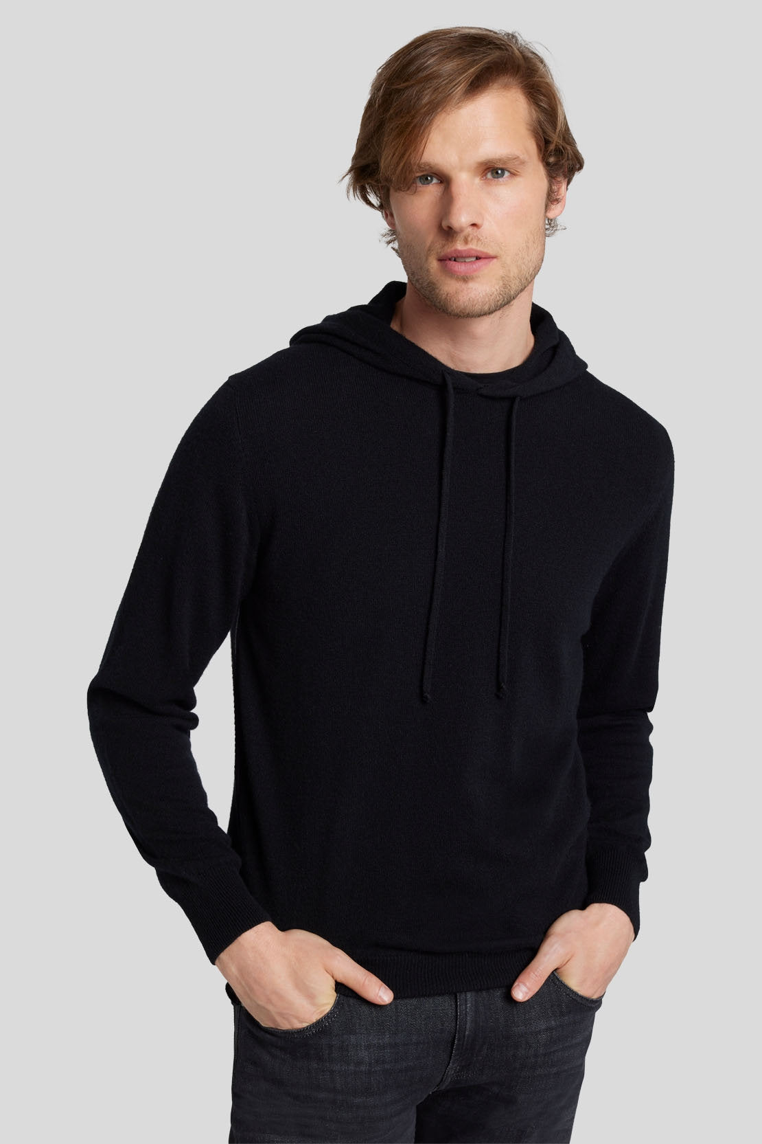 Hoodie Cashmere W/ Stitch Detail Black_JSJM2360BK_BK_03
