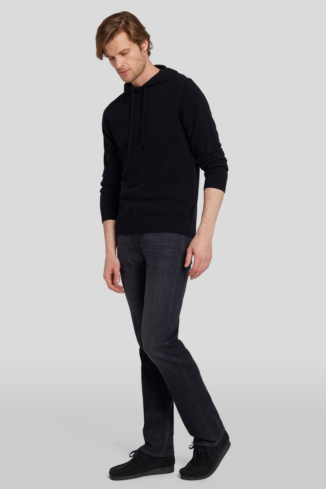 Hoodie Cashmere W/ Stitch Detail Black_JSJM2360BK_BK_05