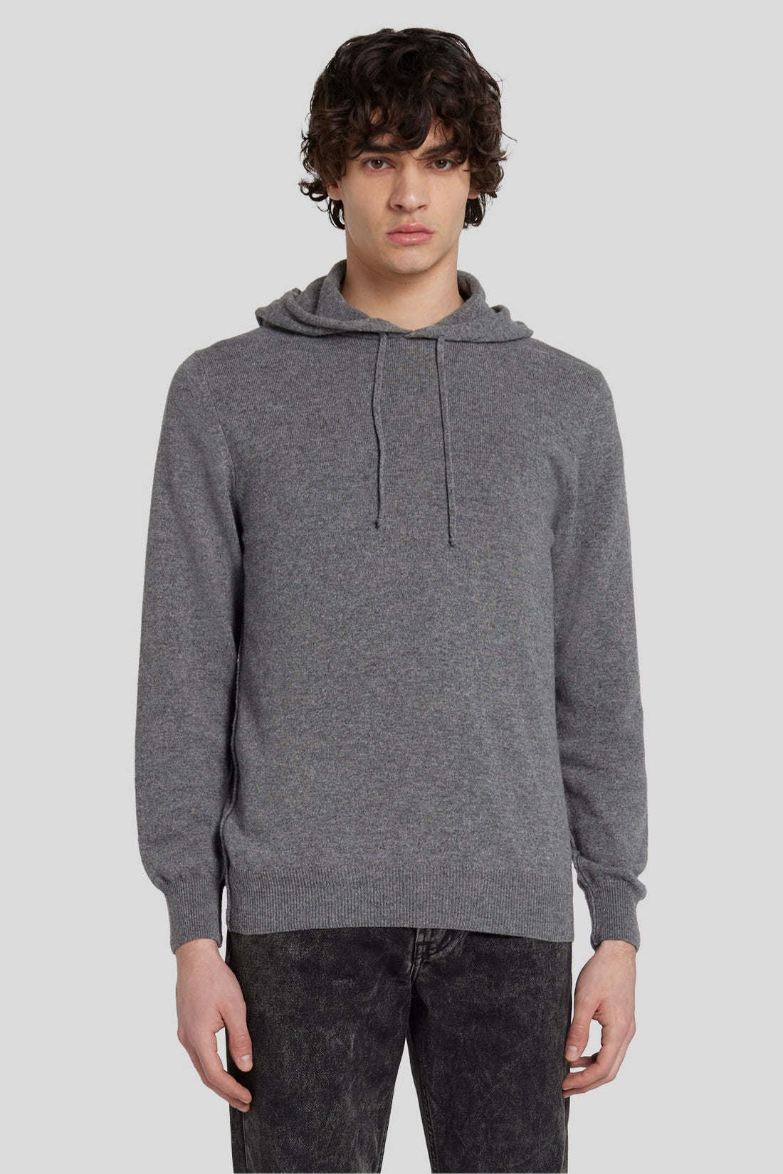 Hoodie Cashmere W/ Stitch Detail Heather Grey_JSJM2360GR_GR_01