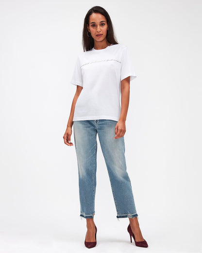 White MANKIND TEE Cutil Cloud With Crystals 7 For All Mankind