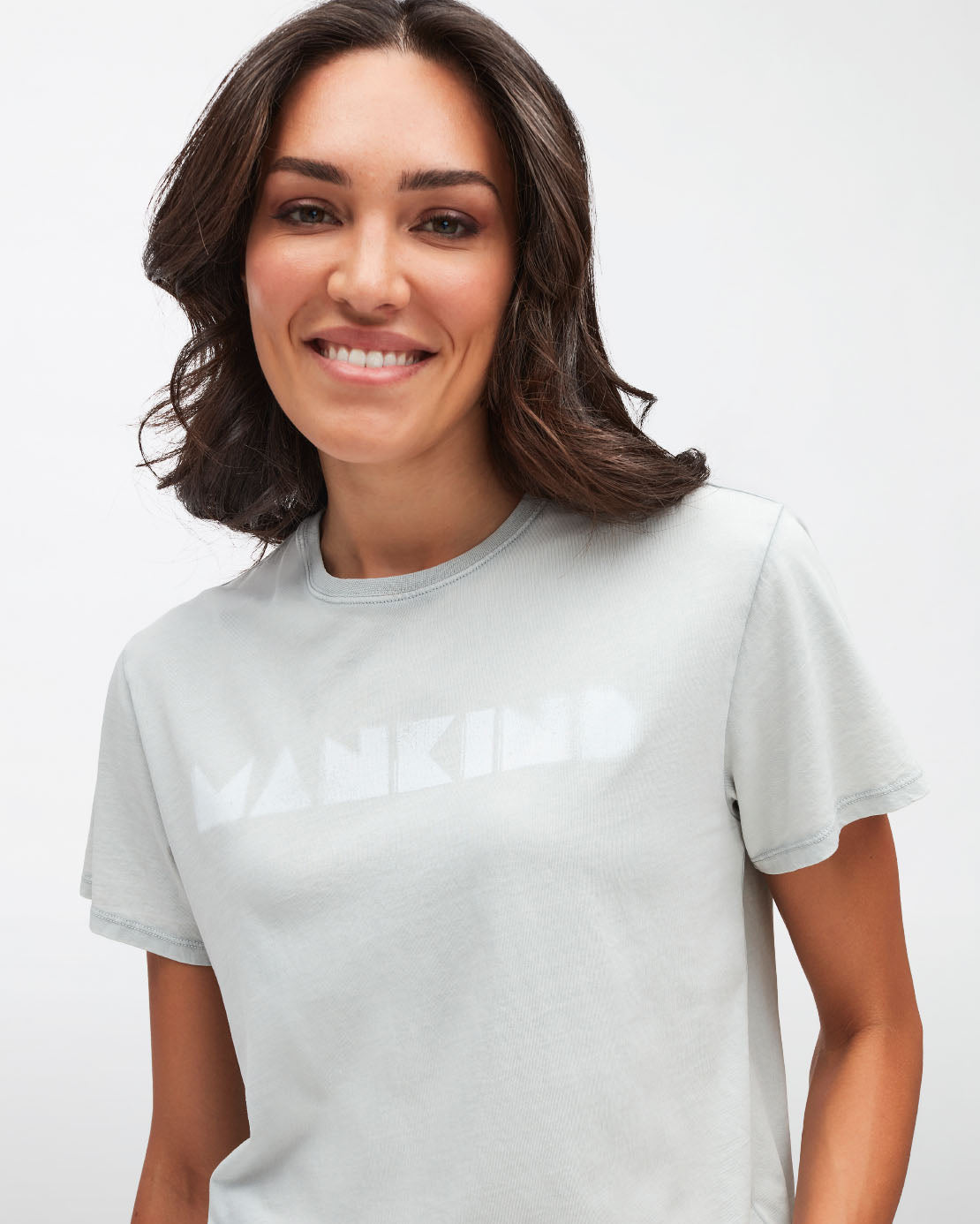 Light Blue Mankind Tee Cotton With Printed Logo Pale Blue 7 For All Mankind