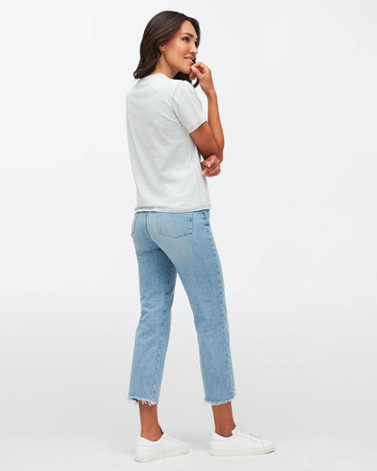 Light Blue Mankind Tee Cotton With Printed Logo Pale Blue 7 For All Mankind