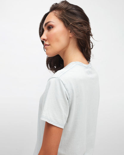 Light Blue Mankind Tee Cotton With Printed Logo Pale Blue 7 For All Mankind