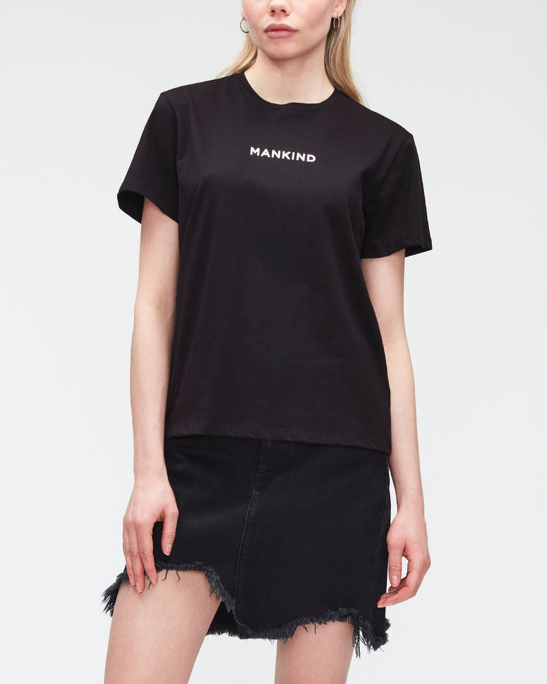 Black Mankind Tee Cotton Printed Mankind Black 7 For All Mankind