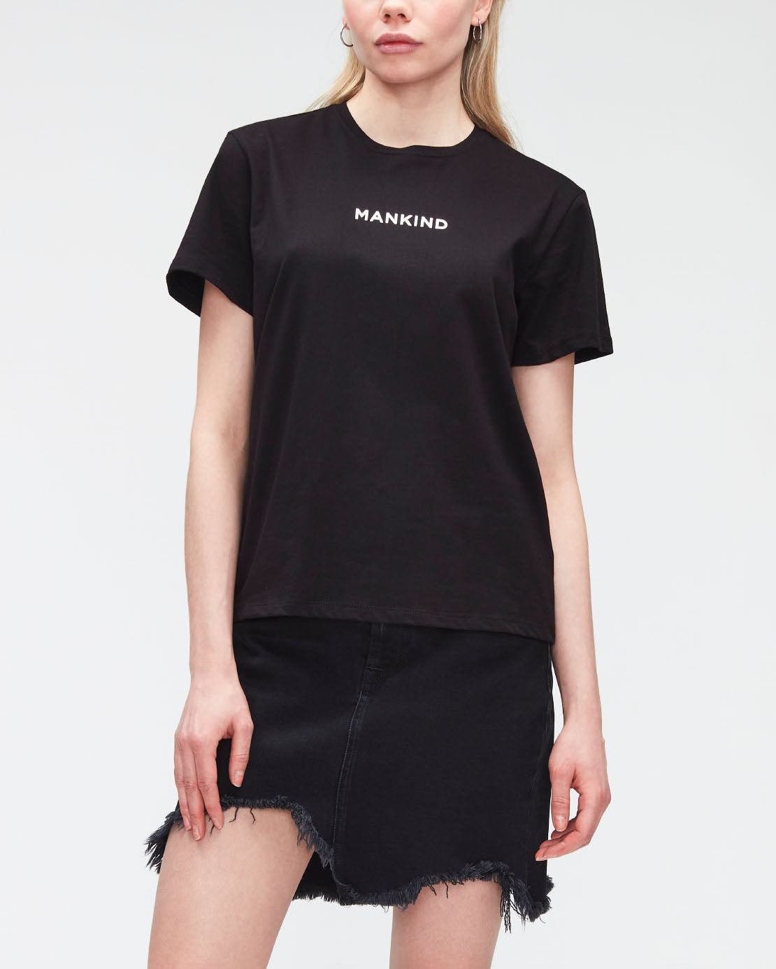 Black Mankind Tee Cotton Printed Mankind Black 7 For All Mankind