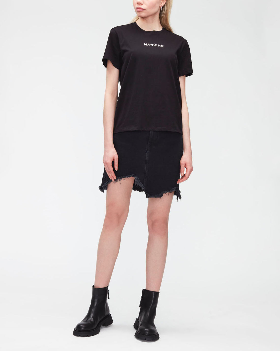 Black Mankind Tee Cotton Printed Mankind Black 7 For All Mankind