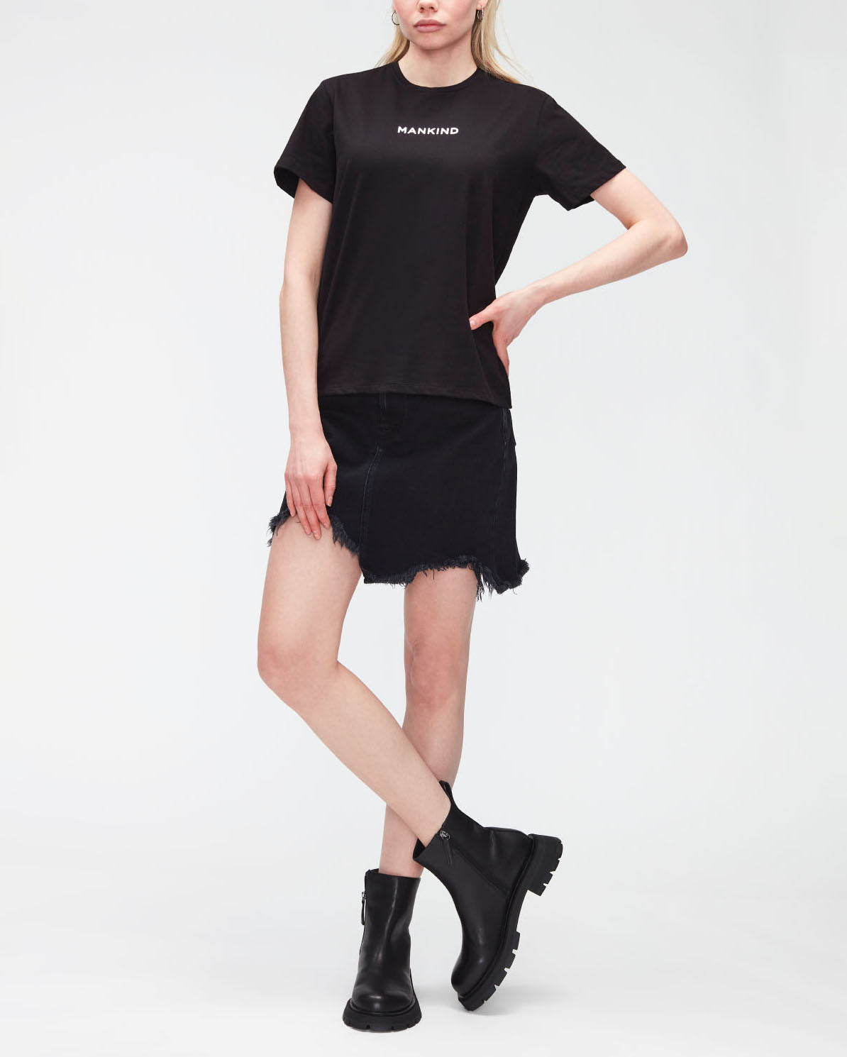 Black Mankind Tee Cotton Printed Mankind Black 7 For All Mankind