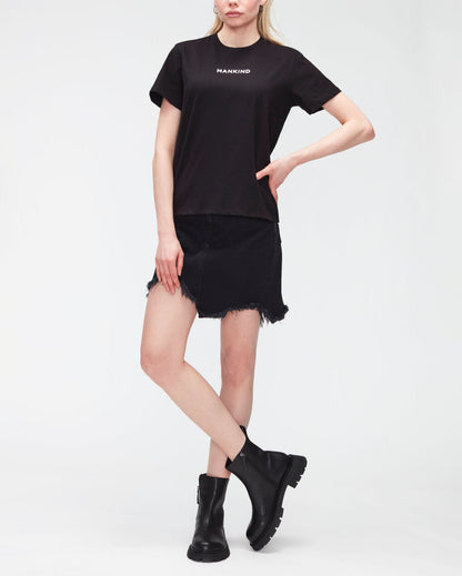 Black Mankind Tee Cotton Printed Mankind Black 7 For All Mankind