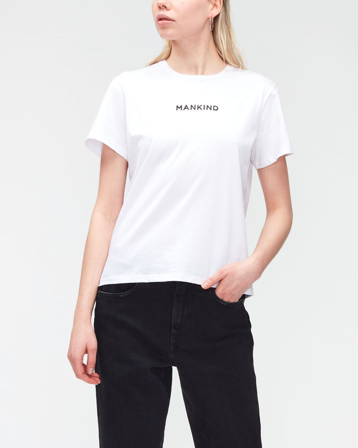 White Mankind Tee Cotton Printed Mankind White 7 For All Mankind