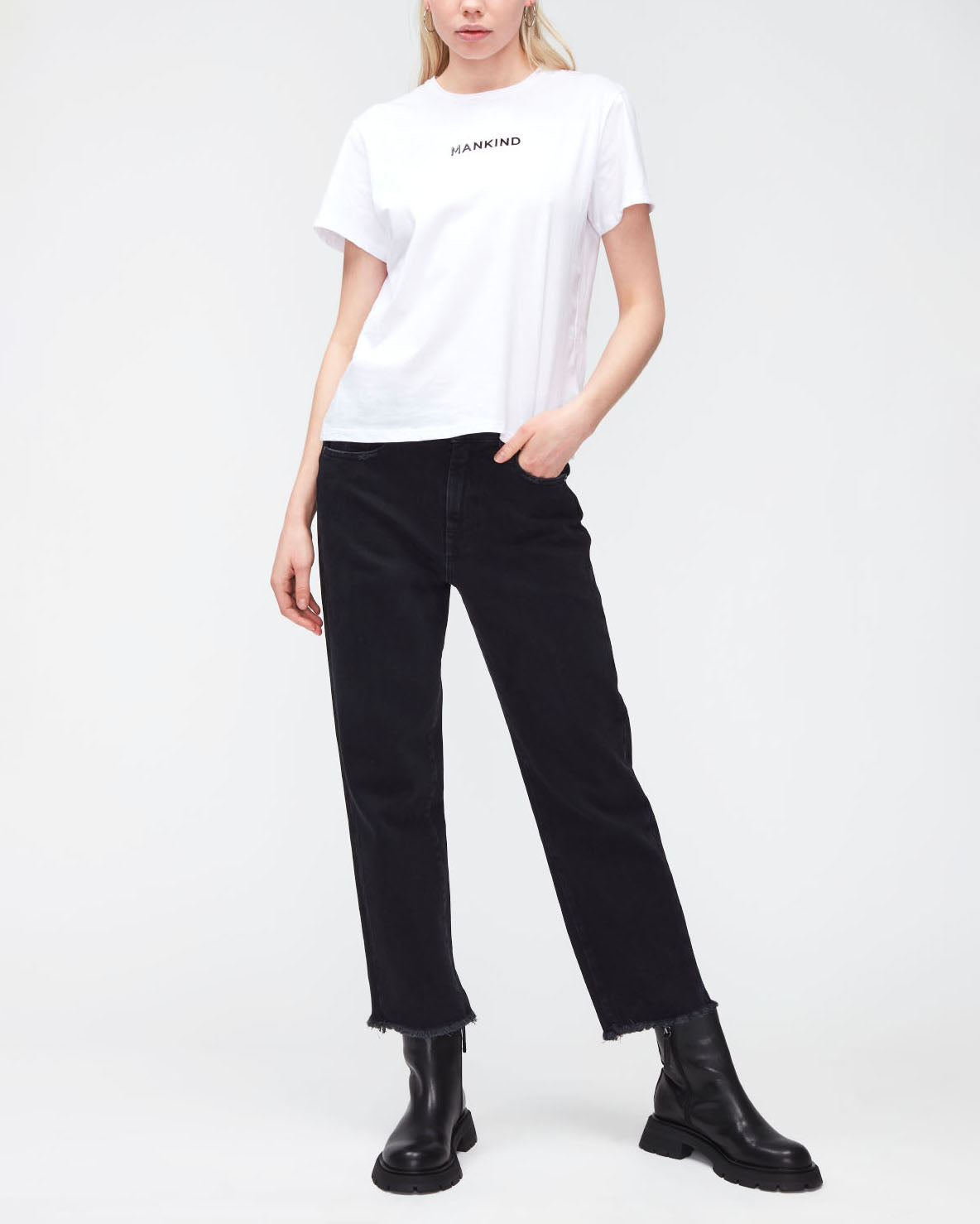 White Mankind Tee Cotton Printed Mankind White 7 For All Mankind