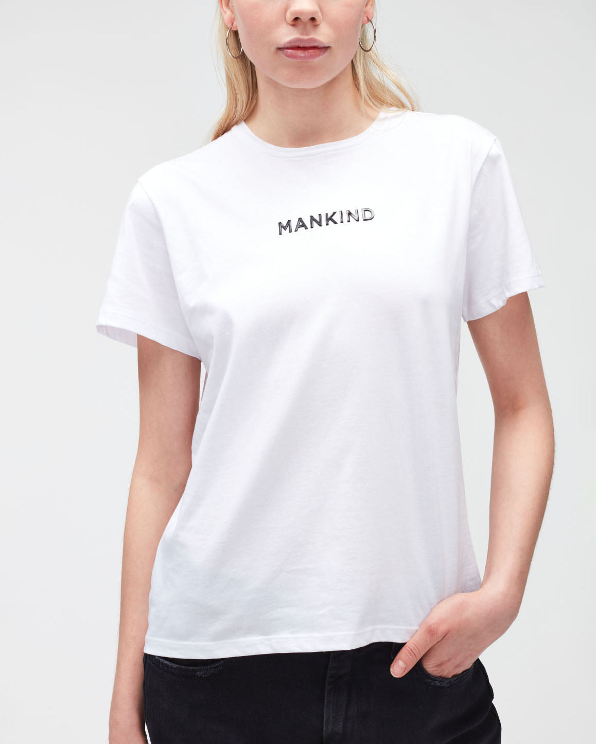 White Mankind Tee Cotton Printed Mankind White 7 For All Mankind