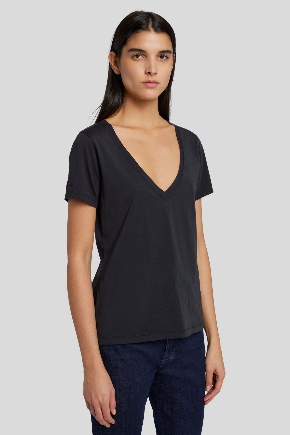 Easy V Neck Cotton Moonless Night_JSLLI090BL_BL_01