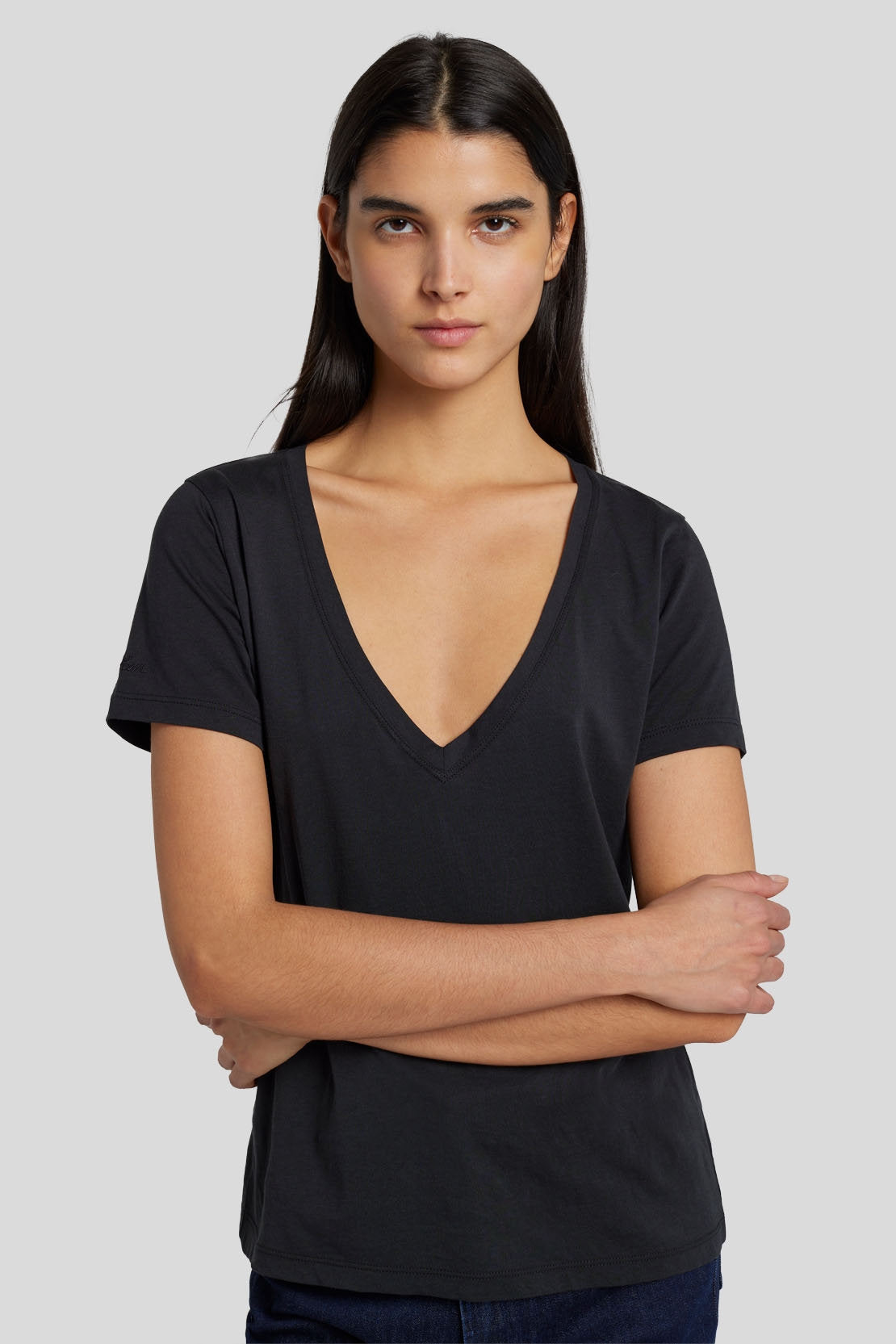 Easy V Neck Cotton Moonless Night_JSLLI090BL_BL_03