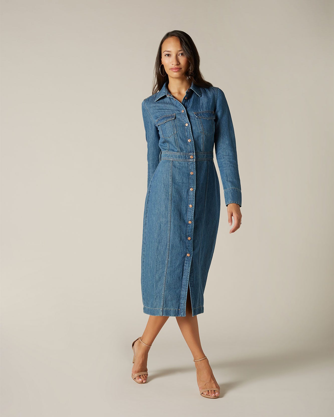 Middle Blue Luxe Dress Closeness Mid Blue 7 For All Mankind