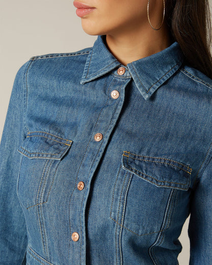 Middle Blue Luxe Dress Closeness Mid Blue 7 For All Mankind