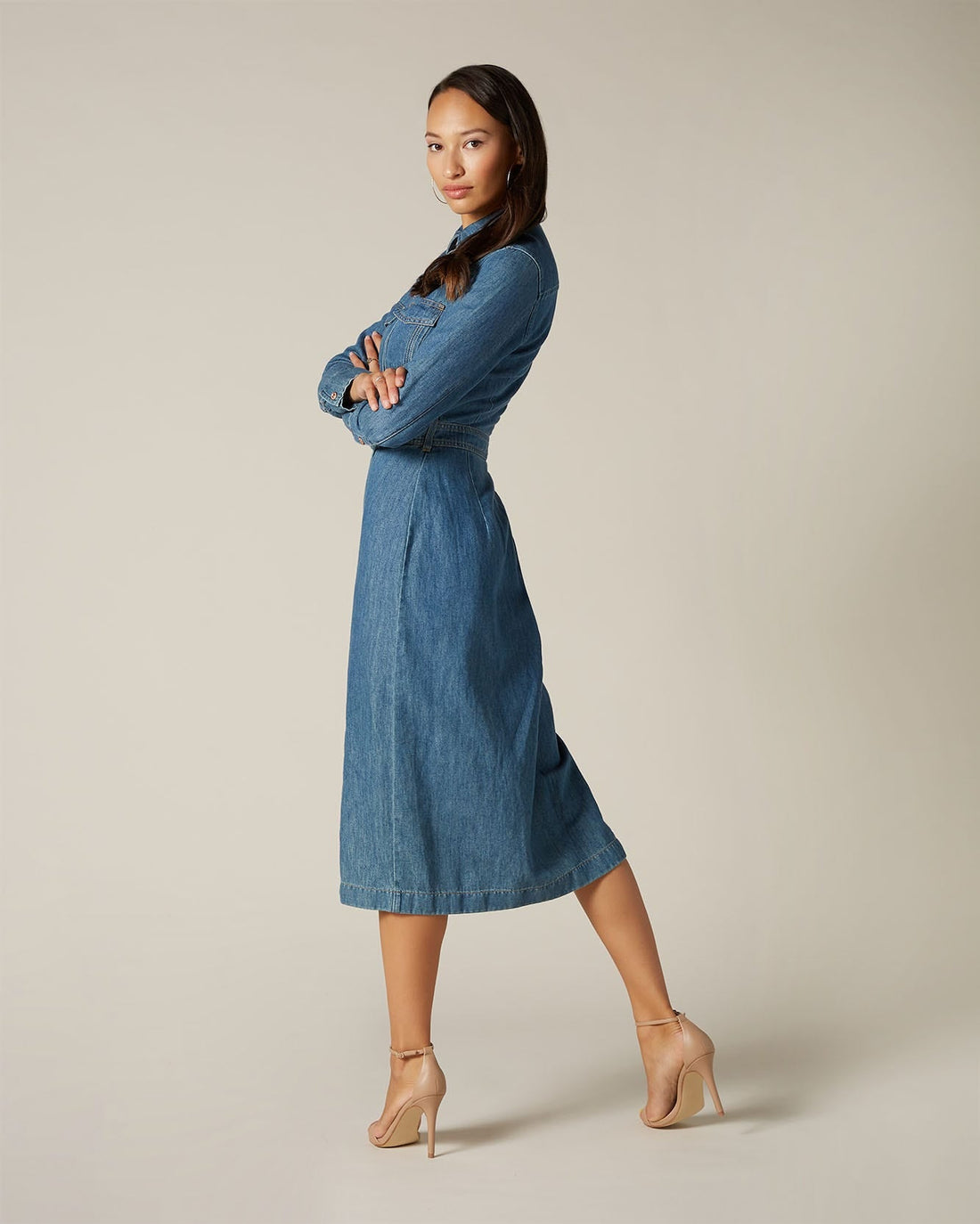 Middle Blue Luxe Dress Closeness Mid Blue 7 For All Mankind