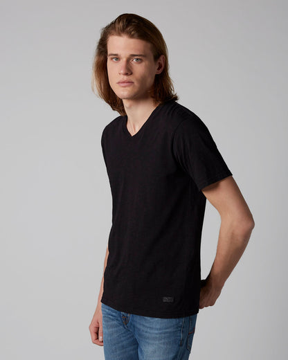 Black V-Neck T-Shirt Slub Black 7 For All Mankind