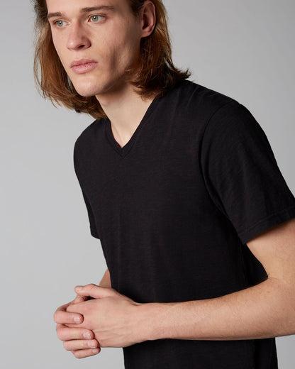 Black V-Neck T-Shirt Slub Black 7 For All Mankind
