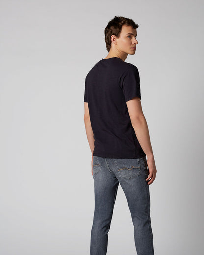 Dark Blue V-Neck T-Shirt Slub Navy 7 For All Mankind