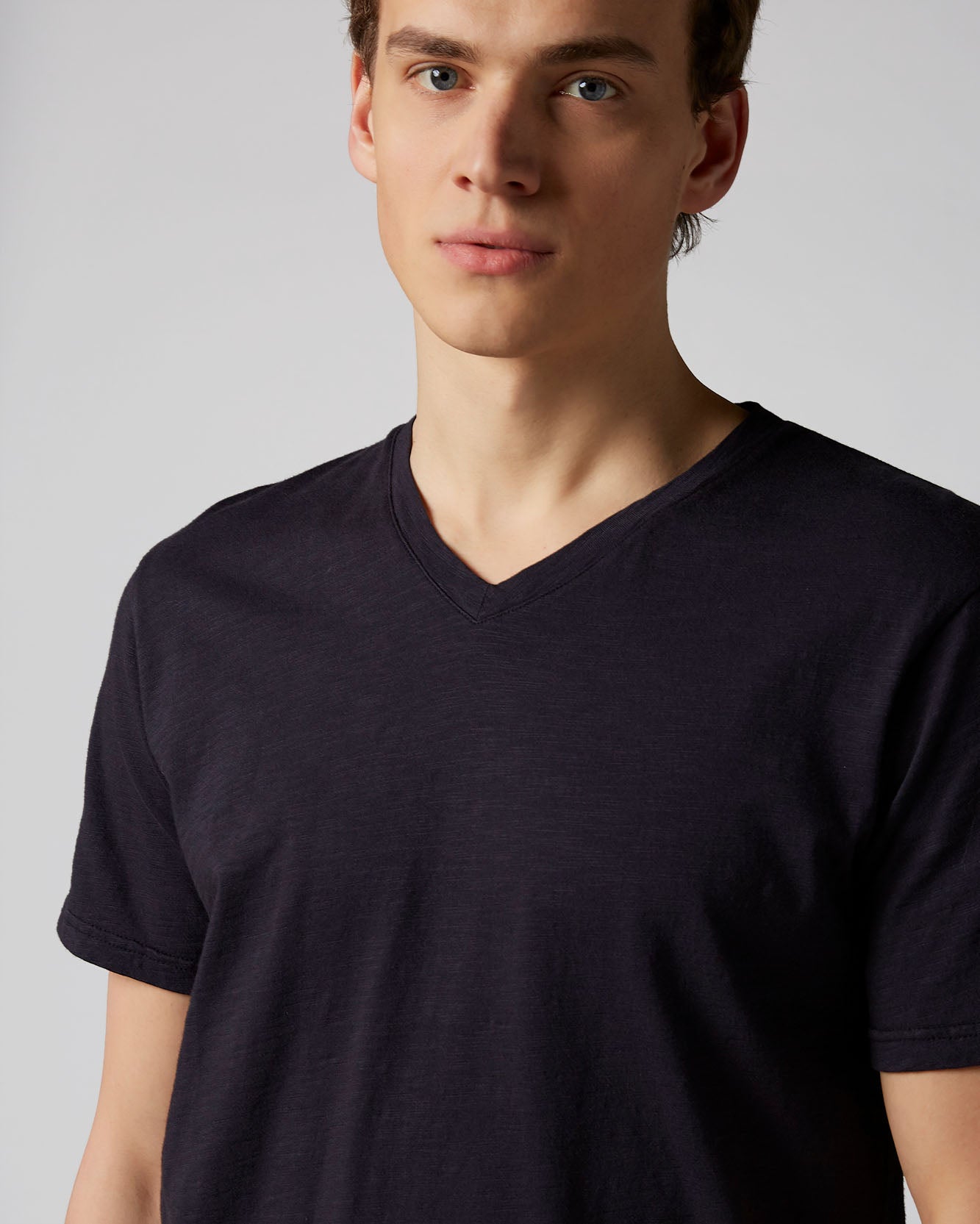 Dark Blue V-Neck T-Shirt Slub Navy 7 For All Mankind